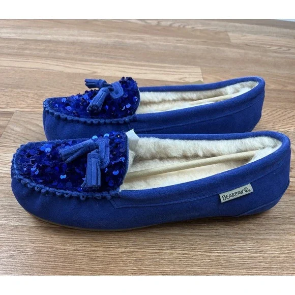 BEARPAW Belinda Waterproof Suede Moccasins Women's Size 9 Ultramarine NEW - Picture 3 of 12